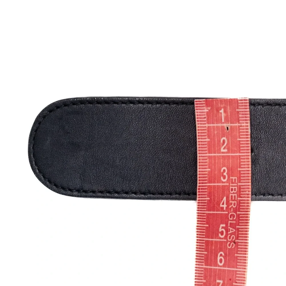 Gucci Women's Black Leather Square G Crystal Madelyn Buckle‎ Belt 90 CM SZ 80/32